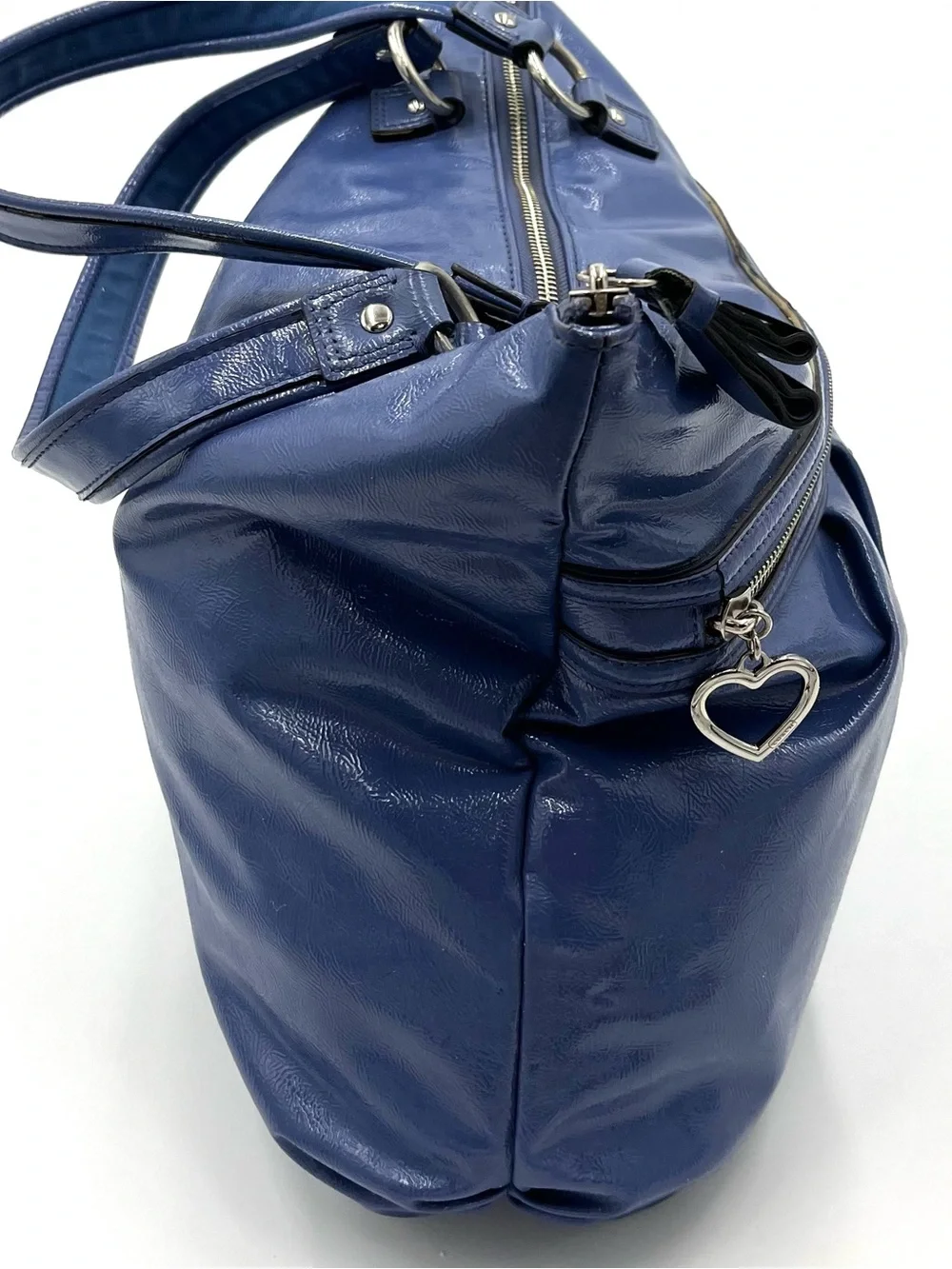 COACH Blue Poppy Daisy Liquid Gloss Paten Leather Hand Bag - Picture 2 of 11